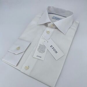 Eton Dress Shirt Men's 16.5-42 White Signature Twill Stretch Slim Fit‎ Button Up